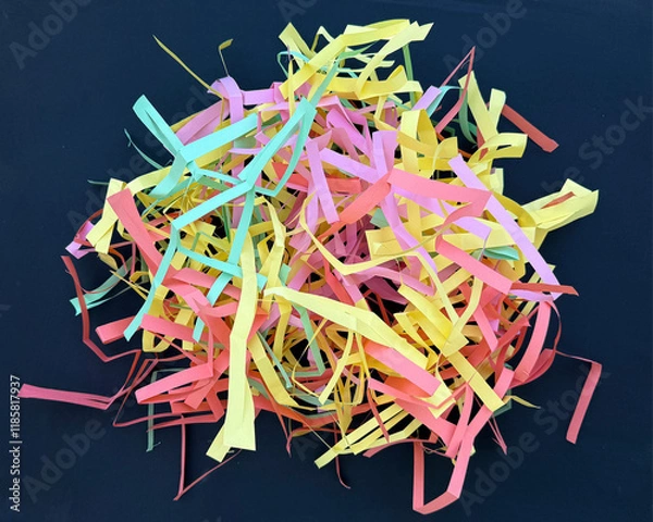 Obraz Pile of colored hand-cut paper strips