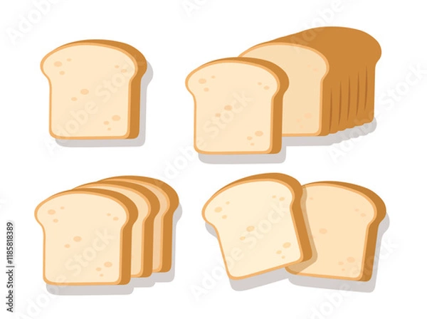 Obraz Bread sliced bakery icon set vector illustration