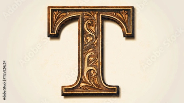 Obraz Capital letter T in retro style for design. Vector version also available in gallery