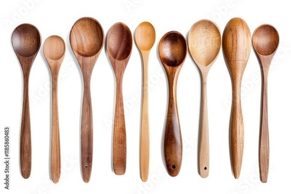 Fototapeta High Definition Image of Collection of Wooden Spoons Isolated on a White Background