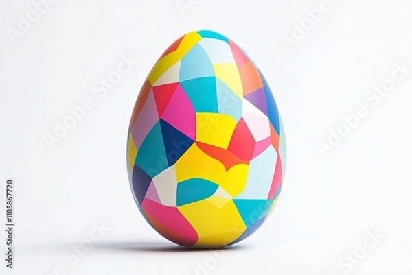 Obraz Brightly colored egg featuring geometric patterns symbolizes spr