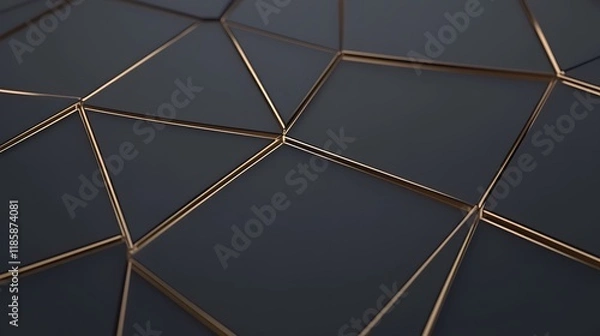 Fototapeta Abstract Dark Gray Geometric Background with Gold Lines