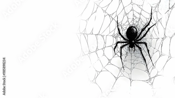 Fototapeta Spider Crawls on Web: Nature, Insect, Arachnid, Wildlife, Macro