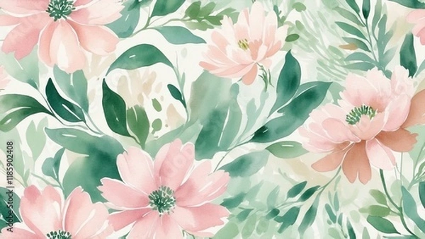 Fototapeta Floral pattern background in soft pastel colors for decoration and design with copy space