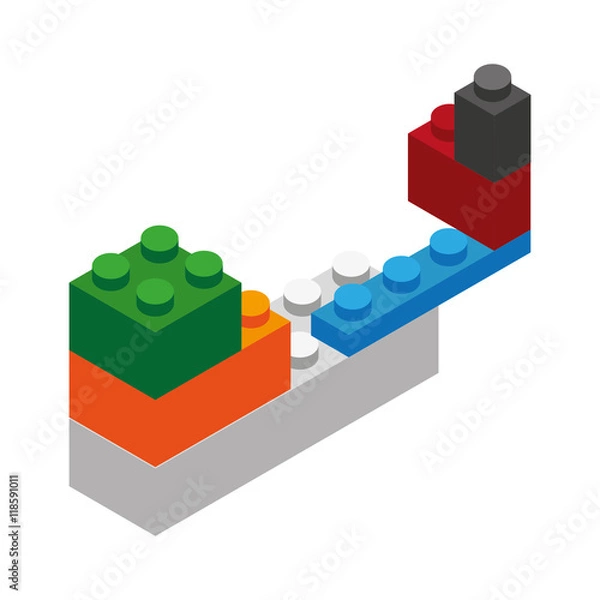 Fototapeta piece isometric game puzzle isolated icon