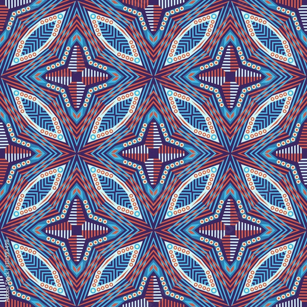 Fototapeta Abstract Colorful Damask Seamless Vector Background