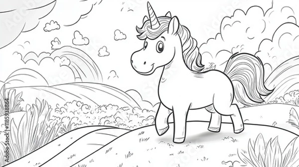 Fototapeta Magical Unicorn Adventure Coloring Page