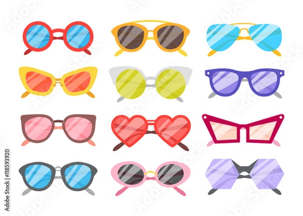 Fototapeta Wektor zestaw ikon okulary przeciwsłoneczne