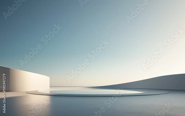 Obraz A minimalist, futuristic architectural design with an empty space