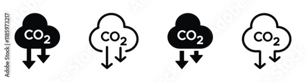 Fototapeta CO2 reduction vector icon design. CO2 decrease sign