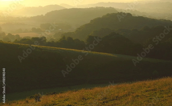 Obraz Early morning over Marshwood Vale seen from Colmer's Hill in Devon, England