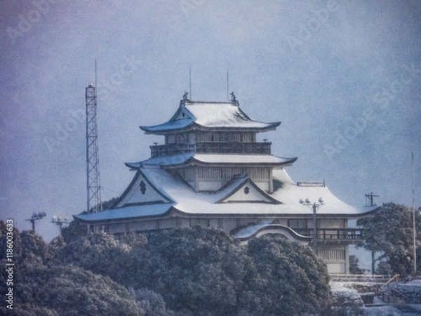 Obraz 小牧山城の雪景色