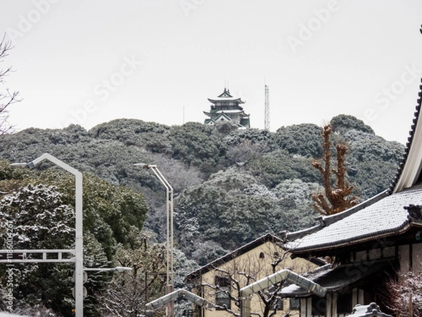 Fototapeta 小牧山城の雪景色