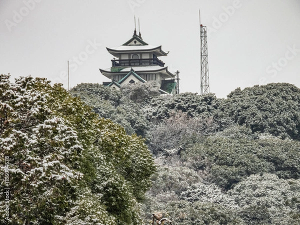 Obraz 小牧山城の雪景色