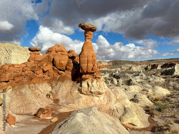 Fototapeta Sandstone Toadstool Hoodoos between Page Arizona and Kanab Utah USA