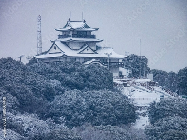 Obraz 小牧山城の雪景色