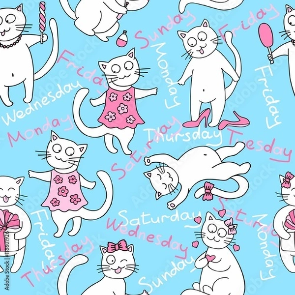 Obraz seamless kittens. week