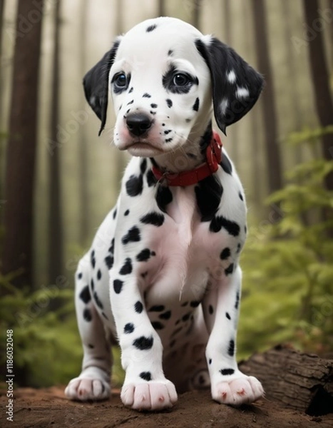 Fototapeta dalmatian puppy in the forest