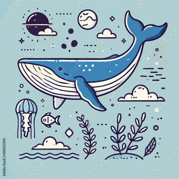 Fototapeta whale and fish