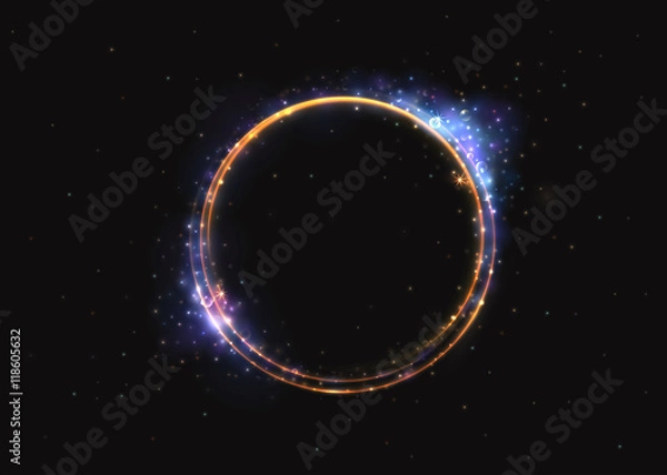 Obraz VECTOR eps 10. Glowing collection. Shining ring, circle. Sparkling stars, light effect, glowing lines. Transparent, grouped and isolated.
