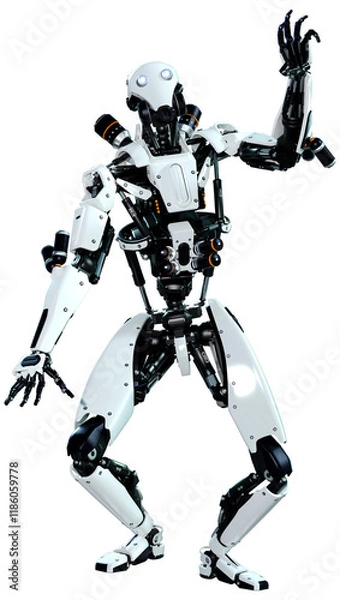 Fototapeta 3D Rendering Male Robot on White