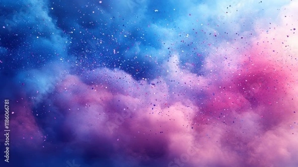 Fototapeta Ethereal Colorful Clouds with Glitter and Sparkles in Blue Pink