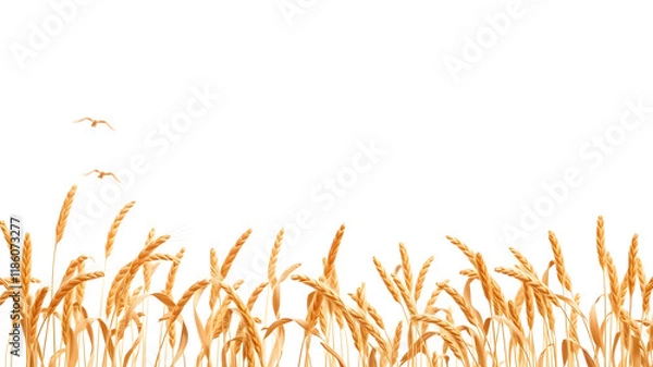 Fototapeta Flying grains wheat on white background. Generative AI