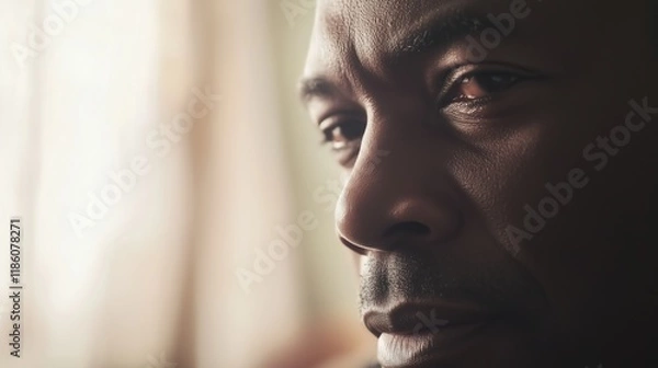 Fototapeta A Close up of a Man With a Serious Look on His Face - Generative AI