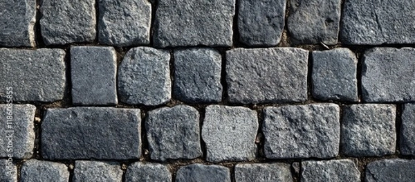 Fototapeta Gray square rock bricks on the pavement floor. with copy space image. Place for adding text or design