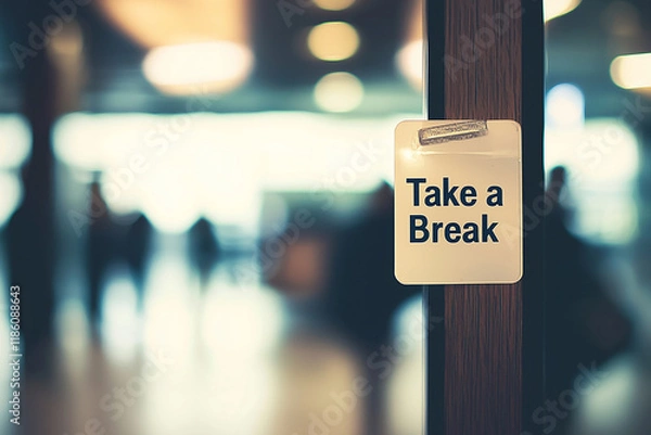 Fototapeta Take a break text focus on it with blurry background generated.AI