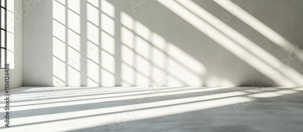 Fototapeta Light and shadow lines on a white wall. with copy space image. Place for adding text or design