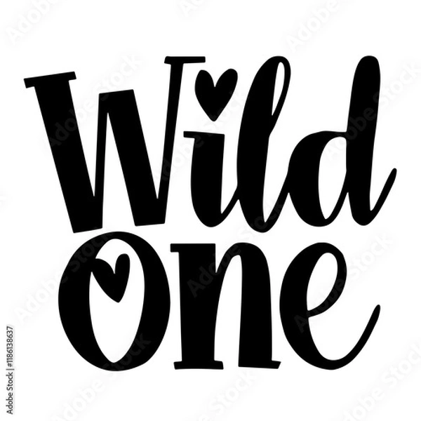 Fototapeta Cute lettering "Wild one" vector