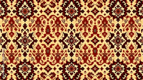 Fototapeta Seamless ethnic mughal floral motif on digital background pattern Abstract pattern. abstract floral and geometric print pattern for textile design and fabrics. Generative AI