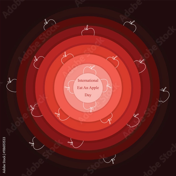 Fototapeta International Eat an Apple Day. Greeting Card, Social Media Post and Vector Illustration With Red Background.