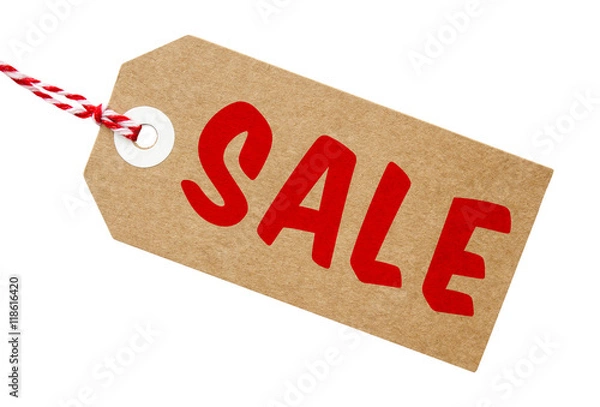 Obraz Sale Tag Brown Card With String