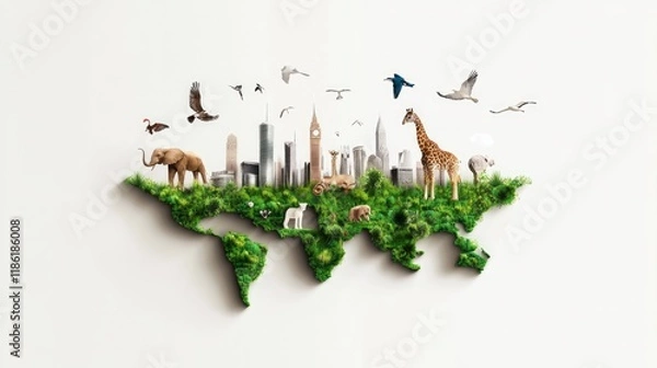 Fototapeta Poster template for World Wildlife Day background design