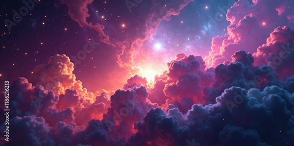 Obraz Iridescent clouds of gas and dust in Orion Nebula, gas, astronomical object