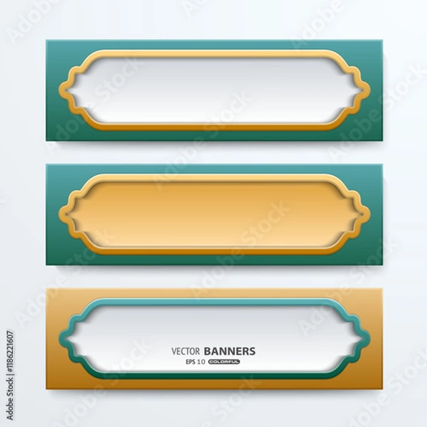 Obraz Vector Banner Designs with Decorative Borders and Bold Color Themes