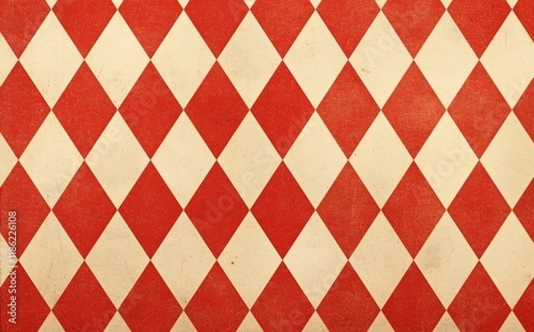 Fototapeta seamless diamond pattern in red and beige colors. Argyle classic fabric design. Diamond or lozenge simple background. geometric vector wallpaper. Venetian rhombus carnival