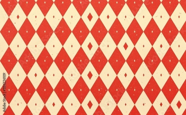 Fototapeta seamless diamond pattern in red and beige colors. Argyle classic fabric design. Diamond or lozenge simple background. geometric vector wallpaper. Venetian rhombus carnival