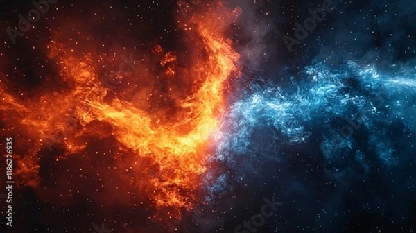 Fototapeta versus wallpaper, heaven and hell, good vs evil, light and darkness background, for match