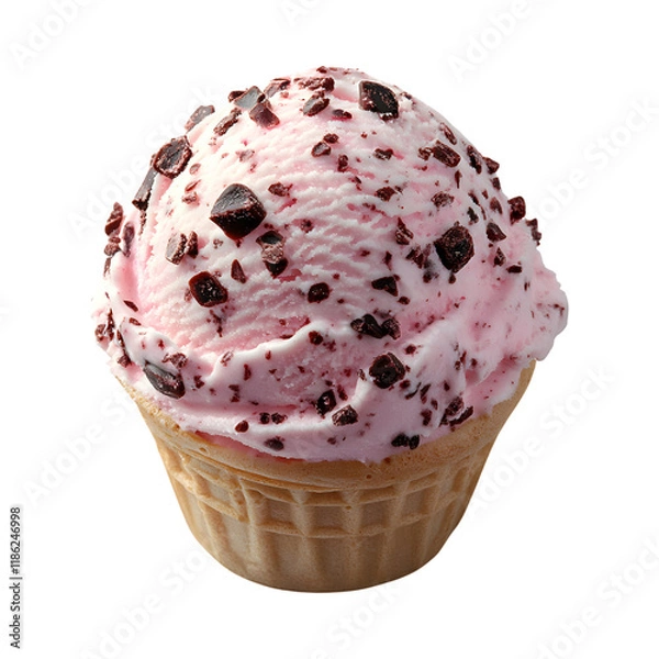 Obraz Cupcake with Scoop of Ice Cream and Chocolate Chips Isolated on Transparent Background
