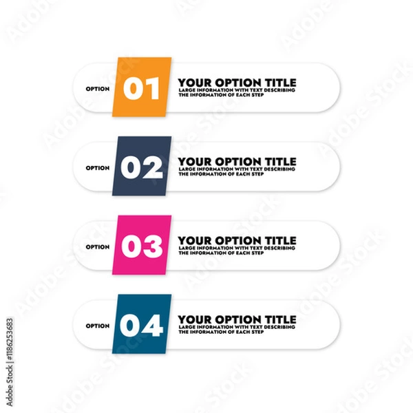 Obraz vector infographic template in different color options with option information text in numbered plates