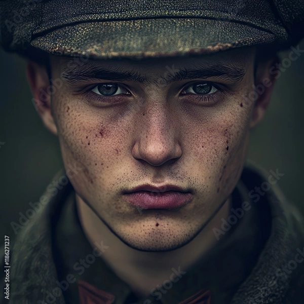 Obraz Generative AI, The young face of war