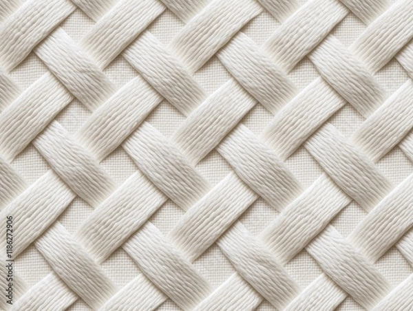 Fototapeta Woven white pattern with symmetrical braiding soft lighting and clean texture ideal for modern textiles or abstract neutral backgrounds