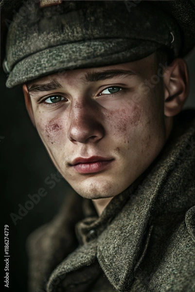 Obraz Generative AI, Young soldier