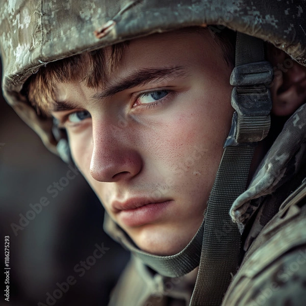 Obraz Generative AI, Young soldier