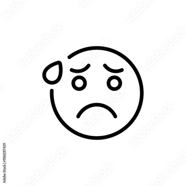Obraz Anxious emoji icon Thin vector set
