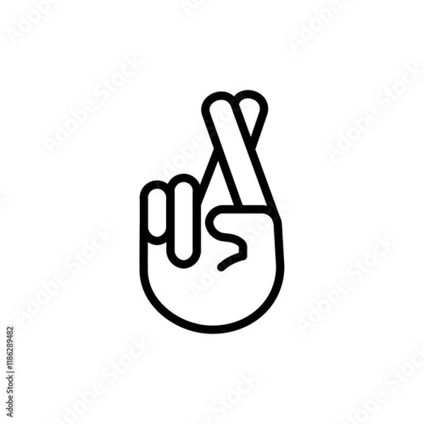Obraz Crossed fingers icon Thin vector set