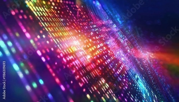 Obraz vibrant abstract digital light matrix in a spectrum of colors, perfect for technology, data visualization, or modern design projects